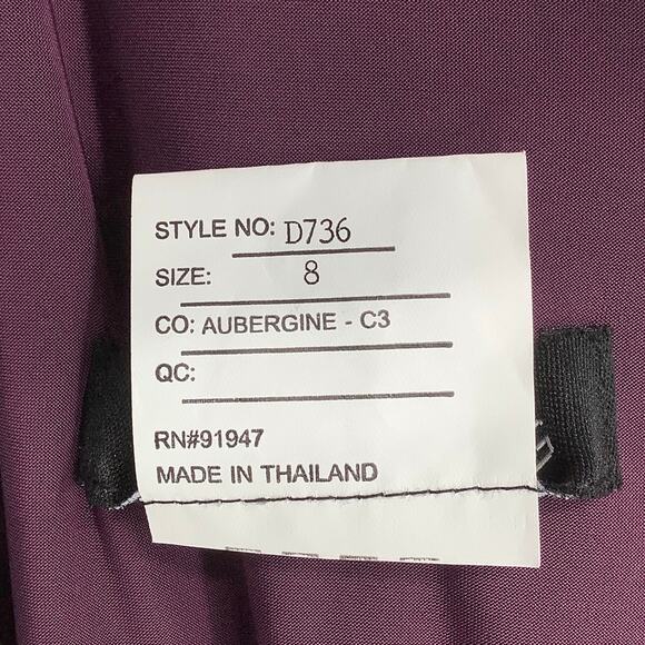 NEW! Alfred Sung Size 8 3/4 Sleeve Dress Purple Maxi Aubergine $229 msrp J2-19 - Picture 6 of 12